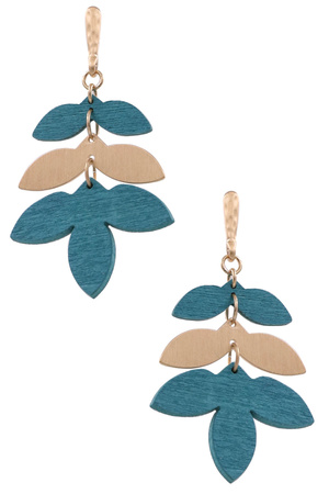 Metal Wood Leaf Drop Earrings