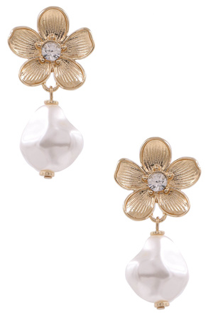 Cream Pearl Flower Drop Earrings