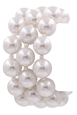 Cream Pearl Ball Stretch Bracelet Set