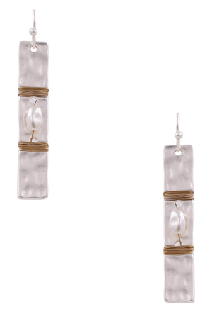 Matte Metal Wire Cream Pearl Earrings