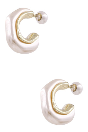 Cream Pearl Crescent Hoop Earrings