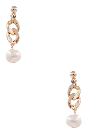 Cream Pearl Chain Drop Earrings