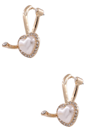 Cream Pearl Heart Earrings