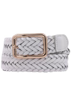 Square Buckle Faux Leather Braid Belt