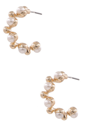 Cream Pearl Open Hoop Earrings