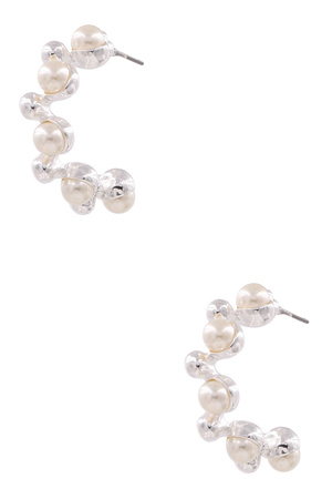 Cream Pearl Open Hoop Earrings