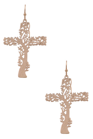 Metal Cross Drop Earrings