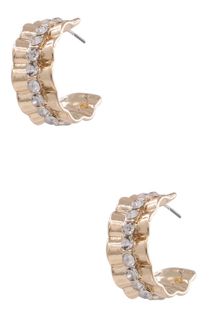 Metal  Rhinestone Open Hoop Earrings