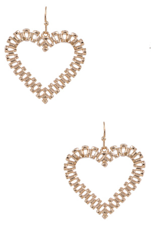 Metal Heart Square Link Earrings