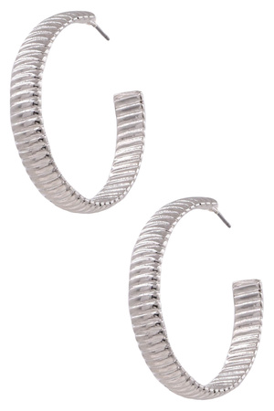 Metal Open Textured  Hoop Earrings