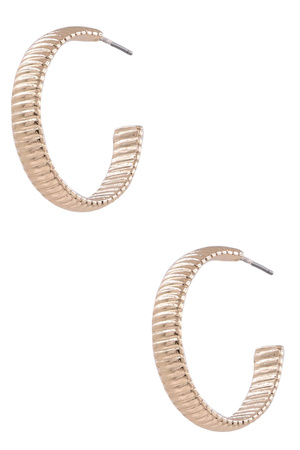 Metal Open Textured  Hoop Earrings