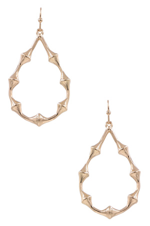 Metal Bamboo Teardrop Earrings