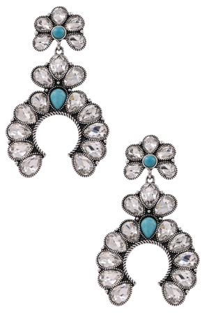 Rhinestone Crescent Dangle Earrings