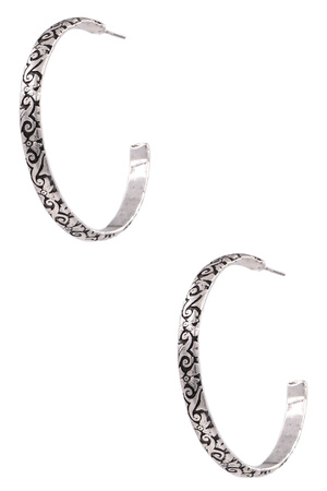Filigree Engraved Hoop Earrings
