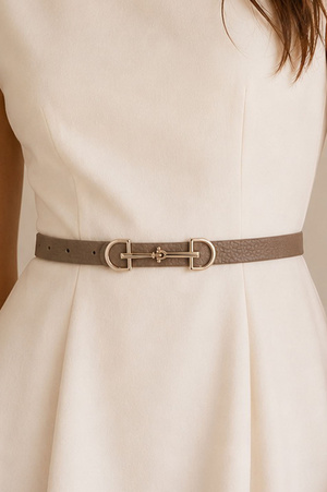 Lux D Ring Horse Bit Buckle Skinny Belt