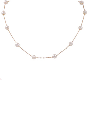 Metal Chain Cream Pearl Necklace
