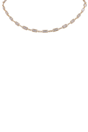 Metal Liner Baguette Stone Necklace