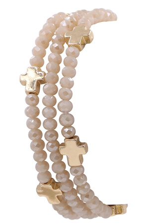 Faceted Bead Cross Bracelet Set