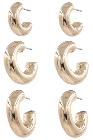 Metal Ring Open Hoop Earrings Set