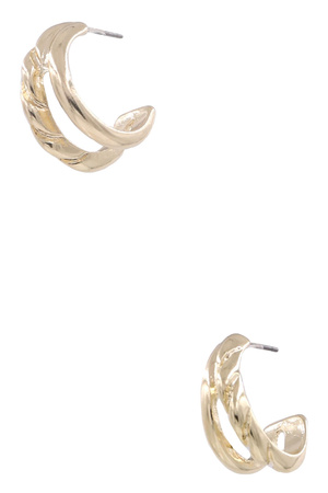 Metal Layered Twist Open Hoop Earrings