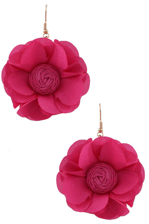 Metal Cloth Flower Earrings