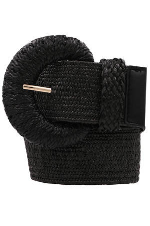 Metallic Wrapped Half Moon Elastic Straw Belt