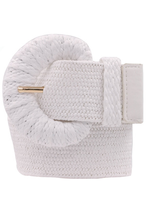 Metallic Wrapped Half Moon Elastic Straw Belt