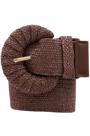 Metallic Wrapped Half Moon Elastic Straw Belt