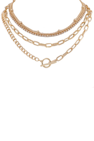 Metal Layered Chain Necklace Set