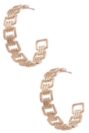 Metal Chain Open Hoop Earrings