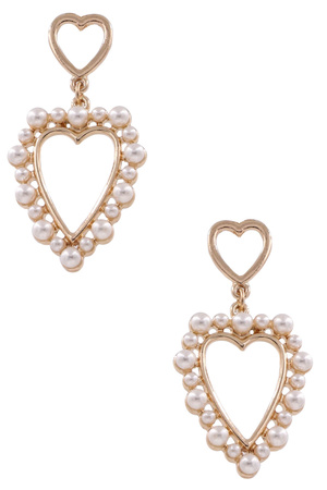 Cream Pearl Heart Drop Earrings