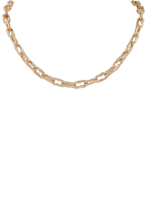 Metal Oval Textured Chain Necklace