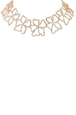 Metal Organic Shape Flower Link Necklace