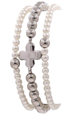 Cream Pearl Bead Layered Bracelet