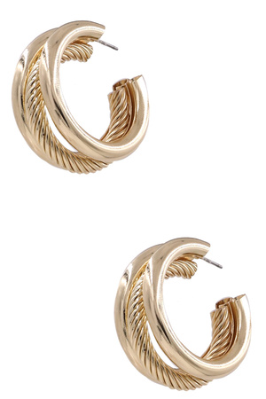 Metal Layered Textured Hoop Earrings