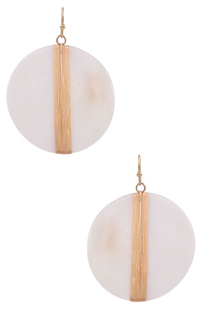 Metal Coil Cream Pearl Disc Earrings