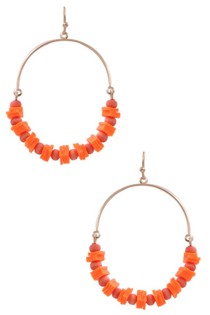 Metal Wood Bead Rubber Drop Earrings