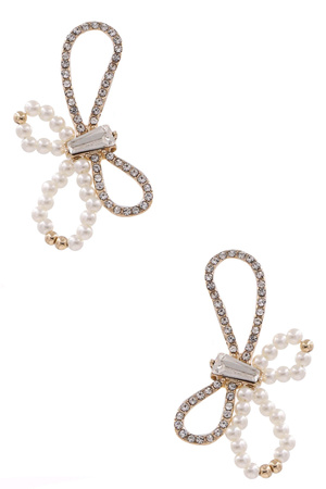 Cream Pearl Butterfly Glass Jewel Earrings
