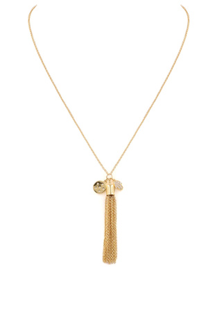 Brass Gold Plated Tassel Charm Necklace