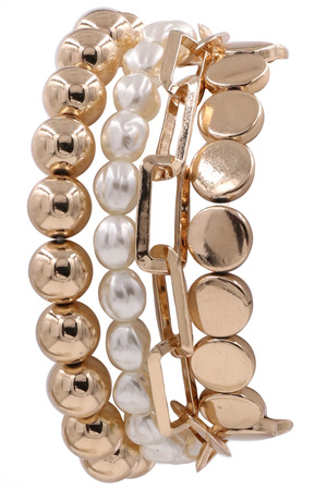 Metal Cream Pearl Chain Bracelet Set