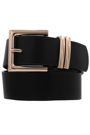 Squared Faux Leather Buckle Double Loop Belt
