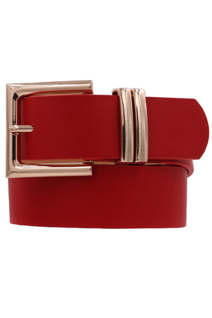 Squared Faux Leather Buckle Double Loop Belt