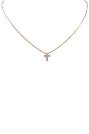 Metal Snake Chain CZ Cross Pendant Necklace
