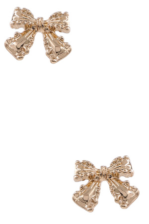 Metal Textured Thick Bow Earrings