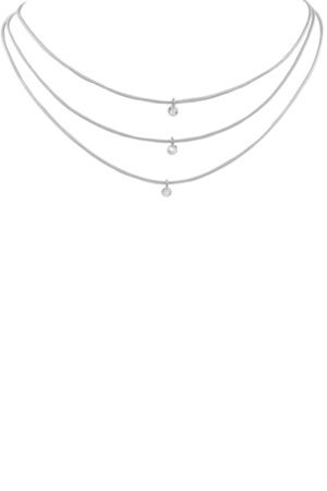 Metal Triple Layered Small Pendant Necklace