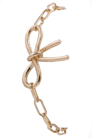 Brass Metal Chain Link Bow Bracelet