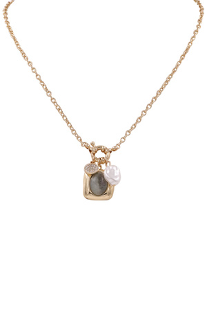 Metal Rhinestone Charm Necklace