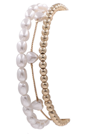 Brass Metal Pearl Bracelet Set