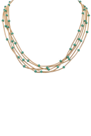 Faceted Bead Metal Tube Layered Necklace