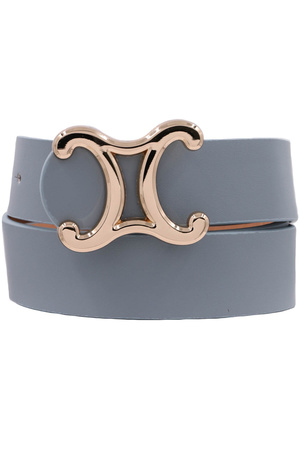 Faux Leather Curved Mirror C Buckle Belt
